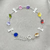 Sterling Silver Fancy Bracelet, with White Cubic Zirconia, Polished, Silver Finish, 03.394.0004.07 (07 MM Thickness, 7 Inches Length)