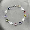 Sterling Silver Fancy Bracelet, with White Cubic Zirconia, Polished, Silver Finish, 03.394.0005.07 (07 MM Thickness, 7 Inches Length)