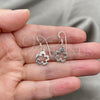 Sterling Silver Dangle Earring, Flower Design, Polished, Silver Finish, 02.392.0007