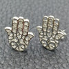 Sterling Silver Stud Earring, Judaica and Hand of God Design, Polished, Silver Finish, 02.392.0013