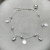 Sterling Silver Charm Bracelet, Ball and Rattle Charm Design, with White Cubic Zirconia, Polished, Silver Finish, 03.395.0003.07 (03 MM Thickness, 8 Inches Length)