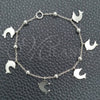 Sterling Silver Charm Bracelet, Dolphin and Rolo Design, Polished, Silver Finish, 03.395.0010.07 (03 MM Thickness, 8 Inches Length)