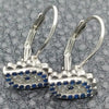 Sterling Silver Leverback Earring, Evil Eye Design, with White and Sapphire Blue Cubic Zirconia, Polished, Rhodium Finish, 02.398.0002