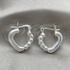 Sterling Silver Small Hoop, Heart Design, Polished, Silver Finish, 02.395.0004.20