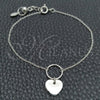 Sterling Silver Fancy Bracelet, Heart Design, Polished, Silver Finish, 03.395.0023.07 (03 MM Thickness, 7 Inches Length)