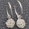 Sterling Silver Small Hoop, Flower Design, Polished, Silver Finish, 02.397.0018.15