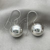 Sterling Silver Dangle Earring, Ball Design, Polished, Silver Finish, 02.395.0026