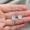 Sterling Silver Dangle Earring, Heart Design, with White Cubic Zirconia, Polished, Silver Finish, 02.396.0003