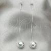 Sterling Silver Long Earring, Ball Design, Polished, Silver Finish, 02.395.0029