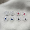 Sterling Silver Stud Earring, Flower Design, with White Cubic Zirconia, Polished, Silver Finish, 02.398.0004