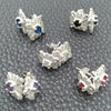 Sterling Silver Stud Earring, Flower Design, with White Cubic Zirconia, Polished, Silver Finish, 02.398.0005
