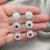 Sterling Silver Stud Earring, Flower Design, with White Cubic Zirconia, Polished, Silver Finish, 02.398.0006