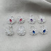 Sterling Silver Stud Earring, Flower Design, with White Cubic Zirconia, Polished, Silver Finish, 02.398.0007