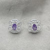Sterling Silver Stud Earring, Flower Design, with White Cubic Zirconia, Polished, Silver Finish, 02.398.0008