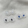 Sterling Silver Stud Earring, Flower Design, with White Cubic Zirconia, Polished, Silver Finish, 02.398.0010