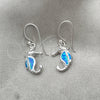 Sterling Silver Dangle Earring, Seahorse Design, with Bermuda Blue Opal, Polished, Silver Finish, 02.391.0003