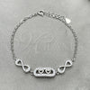 Sterling Silver Fancy Bracelet, Heart Design, with White Cubic Zirconia, Polished, Silver Finish, 03.398.0002.07 (02 MM Thickness, 7 Inches Length)