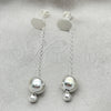 Sterling Silver Long Earring, Ball Design, Polished, Silver Finish, 02.399.0001