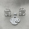 Sterling Silver Earring and Pendant Adult Set, Moon Design, with White Cubic Zirconia, Polished, Silver Finish, 10.398.0030