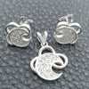 Sterling Silver Earring and Pendant Adult Set, Moon Design, with White Cubic Zirconia, Polished, Silver Finish, 10.398.0030