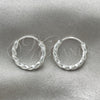 Sterling Silver Small Hoop, Twist Design, Diamond Cutting Finish, Silver Finish, 02.399.0032.15