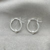Sterling Silver Small Hoop, Twist and Ball Design, Polished, Silver Finish, 02.399.0018.10