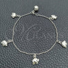 Sterling Silver Fancy Bracelet, Rattle Charm and Elephant Design, Polished, Silver Finish, 03.399.0002.07 (02 MM Thickness, 7 Inches Length)