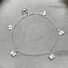 Sterling Silver Fancy Bracelet, Butterfly and Rattle Charm Design, Polished, Silver Finish, 03.399.0004.07