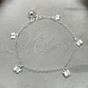 Sterling Silver Fancy Bracelet, Butterfly and Rattle Charm Design, Polished, Silver Finish, 03.399.0004.07 (02 MM Thickness, 7 Inches Length)