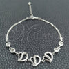 Sterling Silver Fancy Bracelet, Heart Design, with White Cubic Zirconia, Polished, Silver Finish, 03.400.0001.07 (02 MM Thickness, 7 Inches Length)