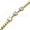 Oro Laminado Fancy Bracelet, Gold Filled Style with White Cubic Zirconia, Polished, Golden Finish, 03.283.0129.07 (05 MM Thickness, 7 Inches Length)