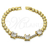 Oro Laminado Fancy Bracelet, Gold Filled Style with White Cubic Zirconia, Polished, Golden Finish, 03.283.0129.07 (05 MM Thickness, 7 Inches Length)