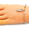 Oro Laminado Charm Bracelet, Gold Filled Style San Judas Design, Diamond Cutting Finish, Tricolor, 03.351.0156.08 (04 MM Thickness, 8 Inches Length)