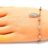 Oro Laminado Charm Bracelet, Gold Filled Style Guadalupe Design, Diamond Cutting Finish, Tricolor, 03.351.0157.08 (04 MM Thickness, 8 Inches Length)