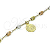 Oro Laminado Charm Bracelet, Gold Filled Style San Benito Design, Diamond Cutting Finish, Tricolor, 03.351.0158.08 (04 MM Thickness, 8 Inches Length)