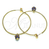 Oro Laminado Large Hoop, Gold Filled Style with Sapphire Blue Crystal, Polished, Golden Finish, 02.63.2736.50