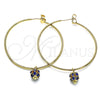 Oro Laminado Large Hoop, Gold Filled Style with Sapphire Blue Crystal, Polished, Golden Finish, 02.63.2736.50