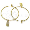 Oro Laminado Large Hoop, Gold Filled Style Owl Design, Polished, Golden Finish, 02.63.2738.50