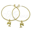 Oro Laminado Large Hoop, Gold Filled Style Dolphin Design, Polished, Golden Finish, 02.63.2741.50