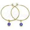 Oro Laminado Large Hoop, Gold Filled Style Evil Eye Design, Blue Resin Finish, Golden Finish, 02.63.2743.50