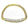 Oro Laminado Fancy Bracelet, Gold Filled Style with White Cubic Zirconia, Polished, Golden Finish, 03.283.0134.07 (05 MM Thickness, 7 Inches Length)
