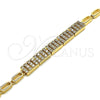Oro Laminado Fancy Bracelet, Gold Filled Style with White Micro Pave, Polished, Golden Finish, 03.283.0154.08 (04 MM Thickness, 8 Inches Length)