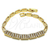 Oro Laminado Fancy Bracelet, Gold Filled Style with White Micro Pave, Polished, Golden Finish, 03.283.0154.08 (04 MM Thickness, 8 Inches Length)
