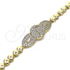 Oro Laminado Fancy Bracelet, Gold Filled Style with White Micro Pave, Polished, Golden Finish, 03.283.0156.07 (06 MM Thickness, 7 Inches Length)