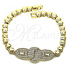 Oro Laminado Fancy Bracelet, Gold Filled Style with White Micro Pave, Polished, Golden Finish, 03.283.0156.07 (06 MM Thickness, 7 Inches Length)