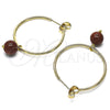 Oro Laminado Medium Hoop, Gold Filled Style with Brown Goldstone Venturina, Polished, Golden Finish, 02.63.2744.30