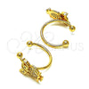 Oro Laminado Earcuff, Gold Filled Style Owl Design, with White Micro Pave, Polished, Golden Finish, 02.213.0394
