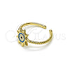 Oro Laminado Elegant Ring, Gold Filled Style Evil Eye and Sun Design, Azul claro Enamel Finish, Golden Finish, 01.213.0020 (One size fits all)