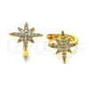 Oro Laminado Earcuff, Gold Filled Style with White Micro Pave, Polished, Golden Finish, 02.210.0682