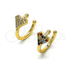 Oro Laminado Earcuff, Gold Filled Style with White Micro Pave, Polished, Golden Finish, 02.210.0691